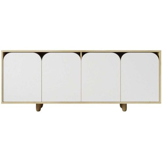 Buffet 4 portes en aggloméré lazio bohem blanc et chêne