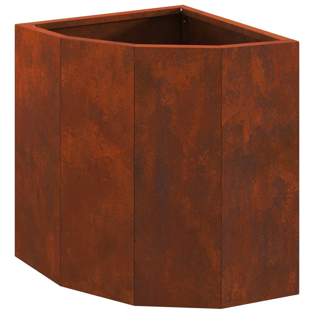 Jardinière d'extérieur d'angle rouillé 30 x 30 x 35 cm acier patiné