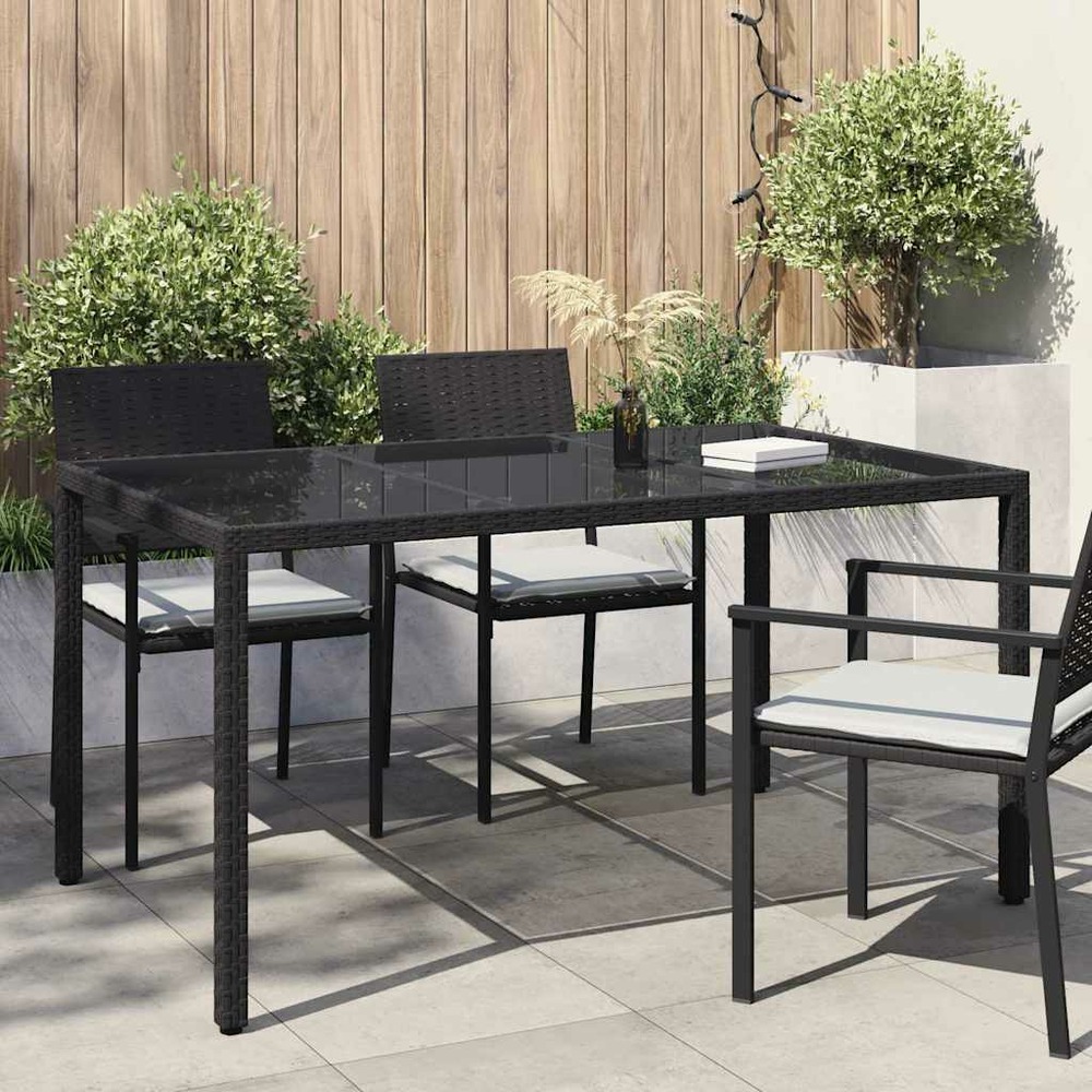Table de jardin noir 150 x 90 x 75 cm polyrotin