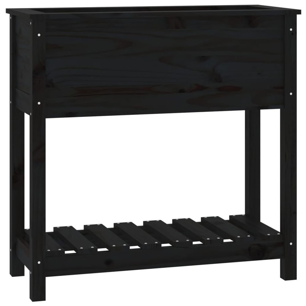 Jardinière d'extérieur avec étagère noir 82,5x34,5x81 cm bois massif de pin