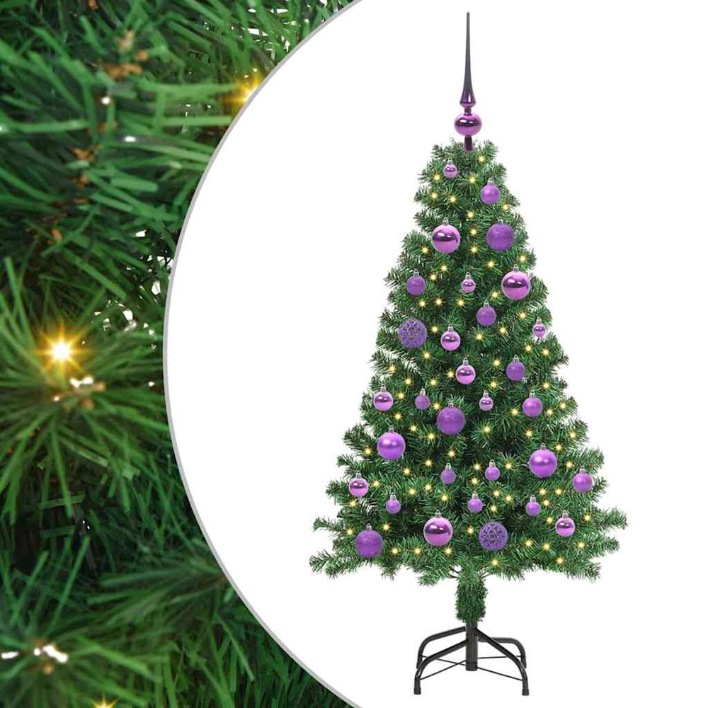 Sapin de noël artificiel vert 120 cm pvc, acier et plastique