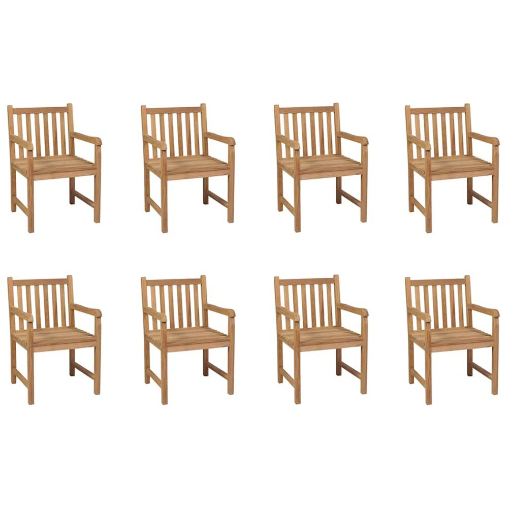 Chaises d'extérieur lot de 8 bois de teck solide