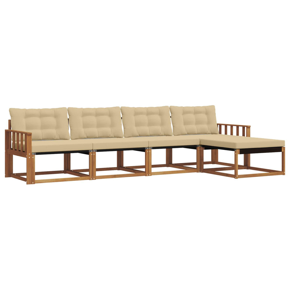 Ensemble de canapés d'extérieur 5 pcs naturel et beige