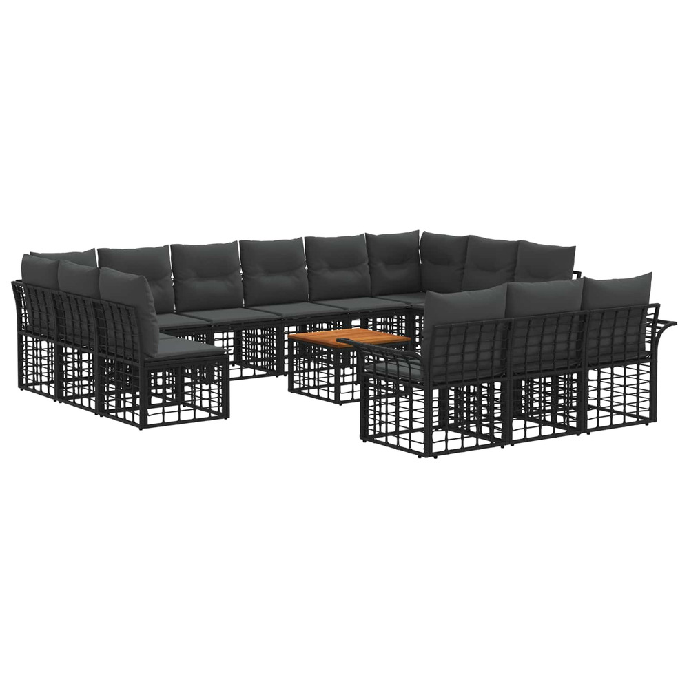 Ensemble de canapés d'extérieur 14 pcs noir et gris foncé