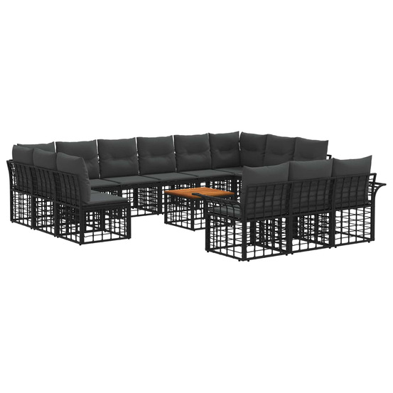 Ensemble de canapés d'extérieur 14 pcs noir et gris foncé