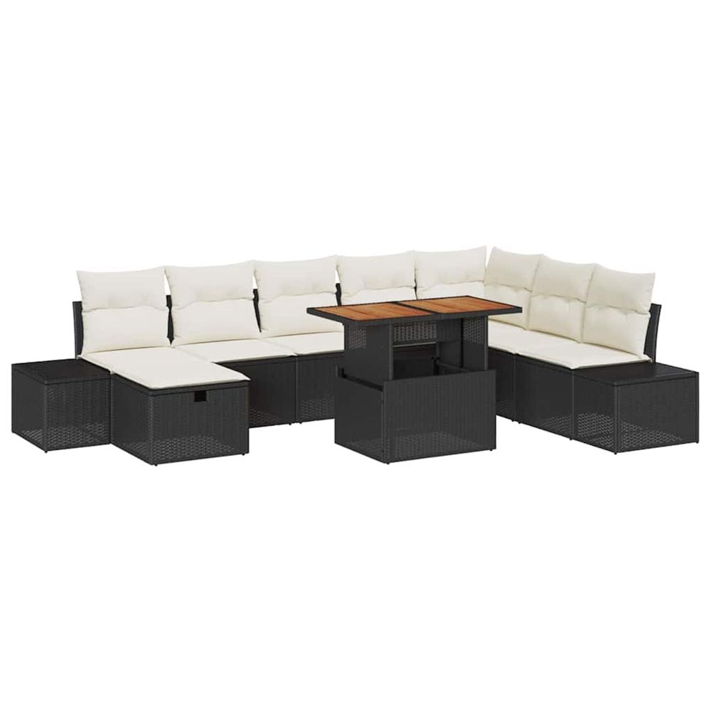Ensemble de canapé de jardin 9 pc noir poly rotin