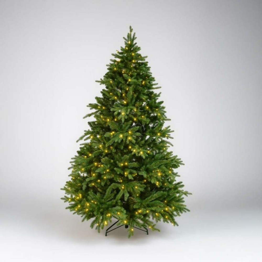 Sapin de noël artificiel lumineux réaliste 450 led blanc chaud 1727 branches 2m10 intérieur