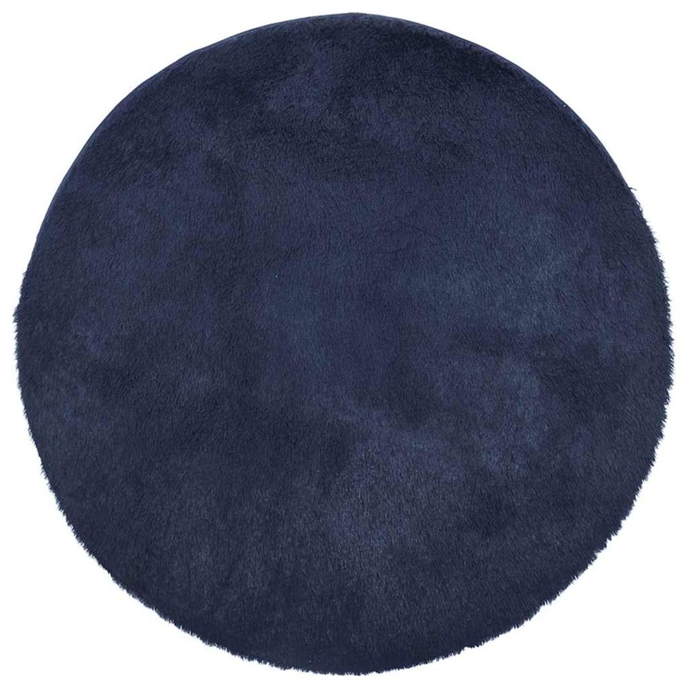 Tapis shaggy à poils longs navarra bleu marine 160x160 cm
