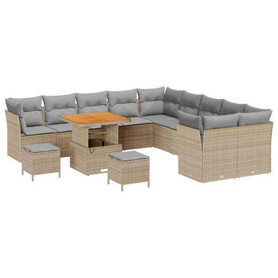 Ensemble de canapé de jardin 13 pcs beige et gris clair