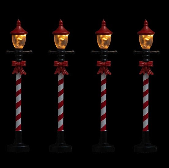 Lot de 2 accessoires village lampadaires 4 led blanc