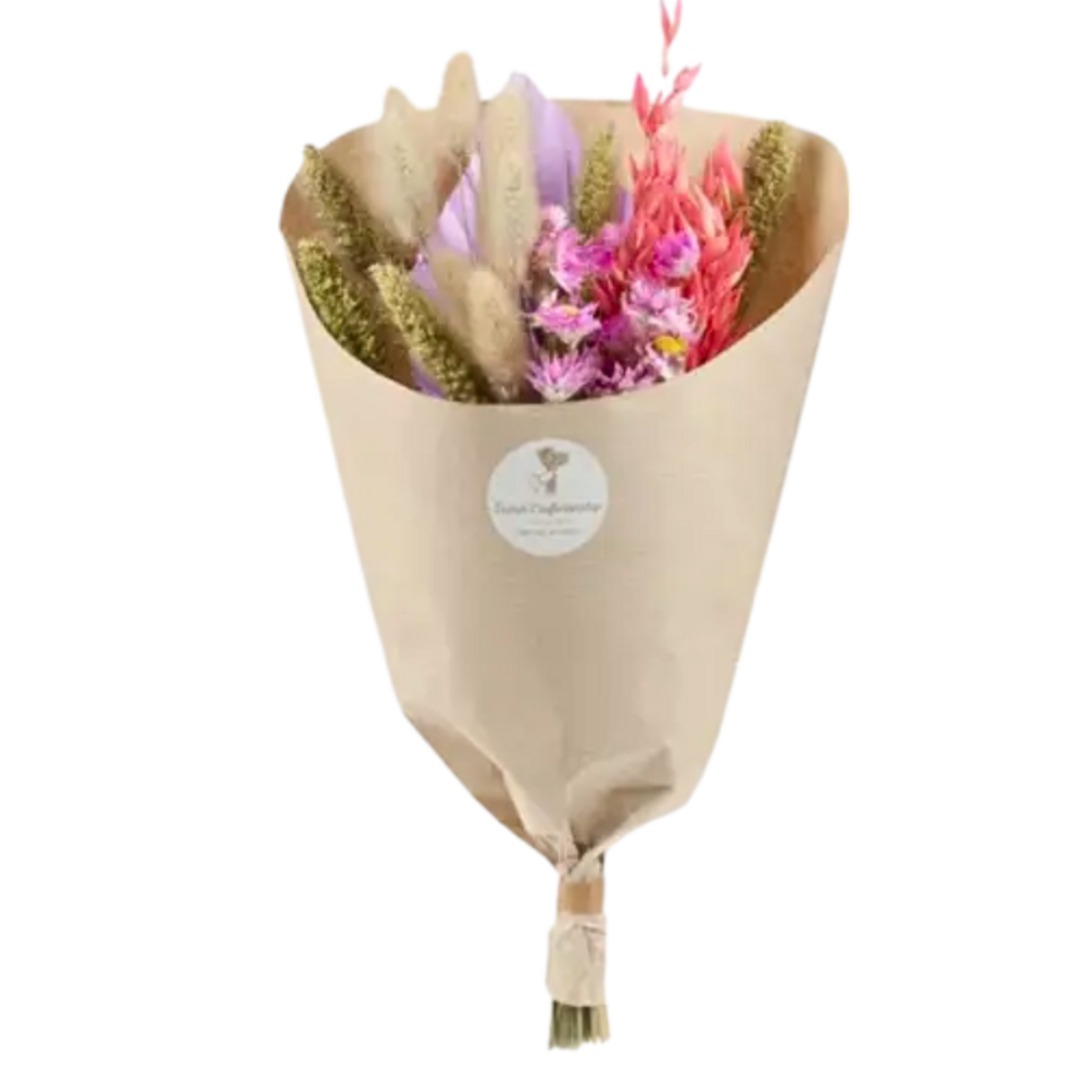 Bouquet de fleurs séchées dining lilas 35 cm