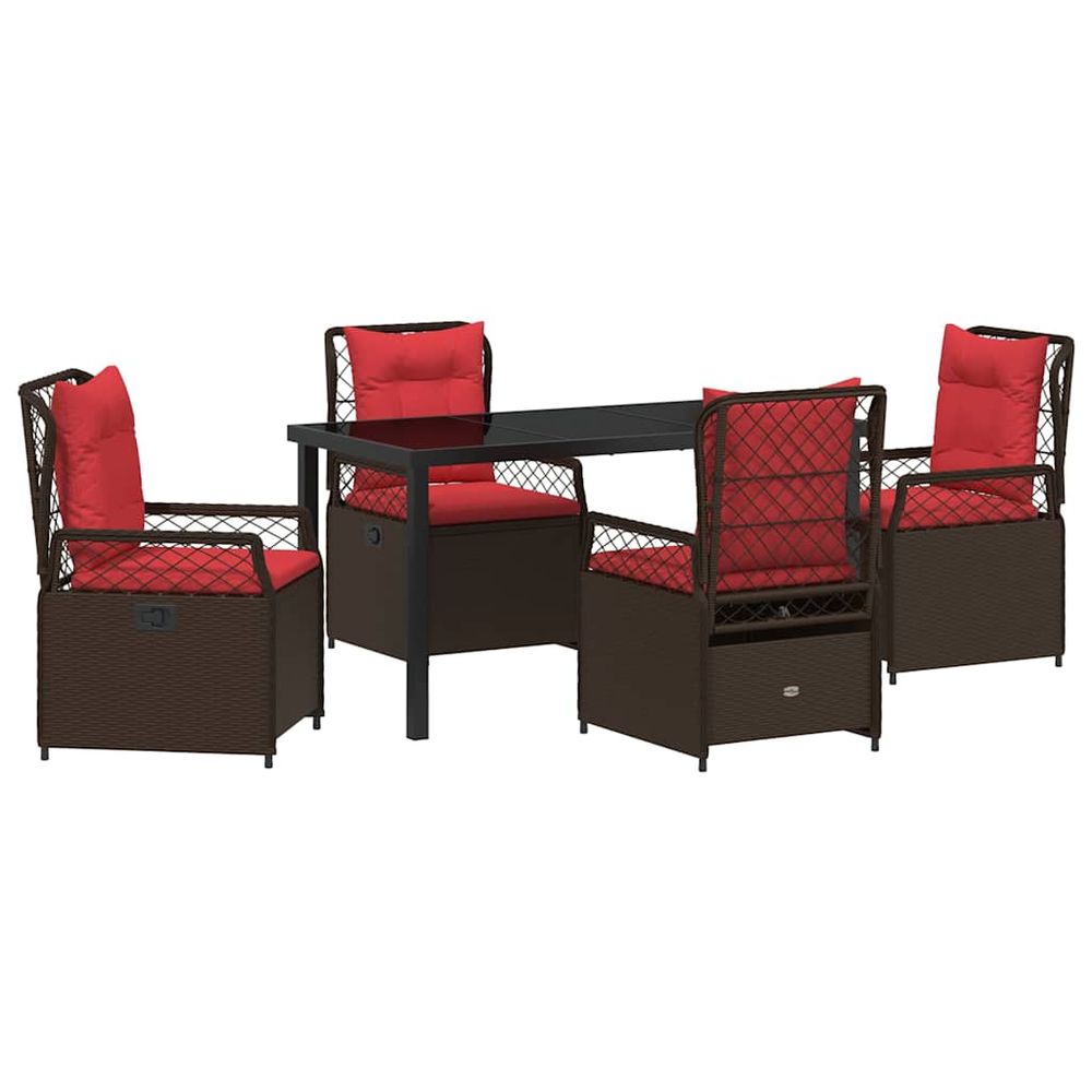 Ensemble de salle à manger pour jardin 5 pc marron polyrotin