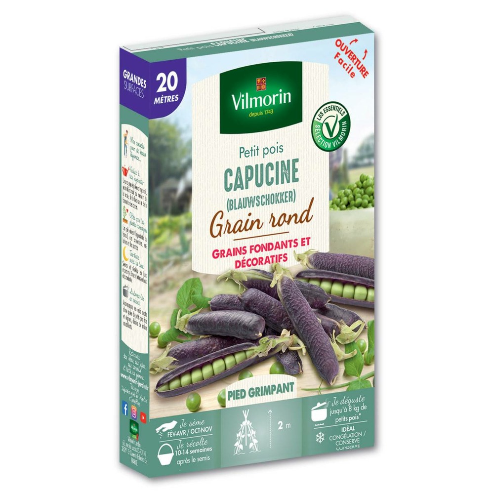 Graines de pois à rames capucine ( blauwshokker ) - 20 mètres