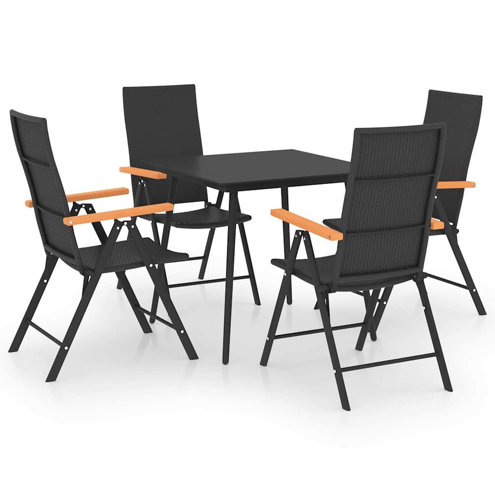 Ensemble à manger de jardin 5 pcs noir et marron