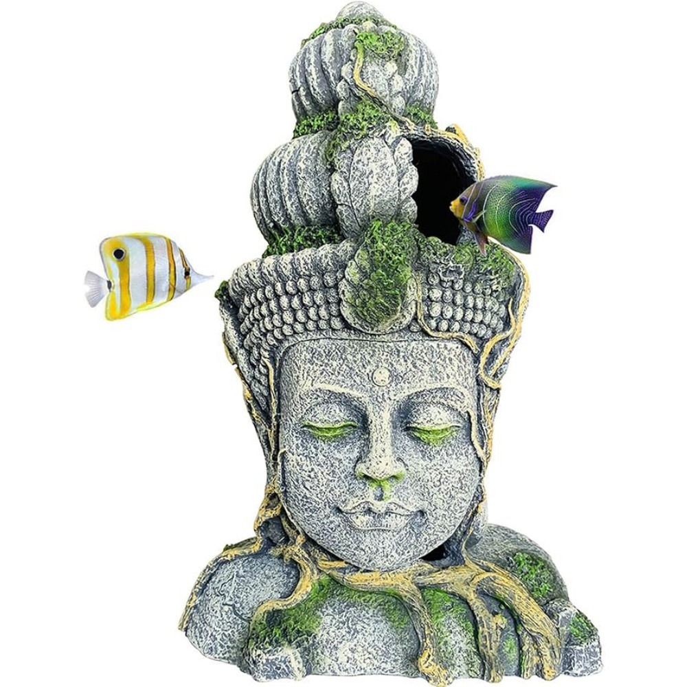 Statue tête bouddha déco aquarium