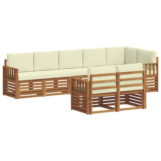 Ensemble de canapés d'extérieur 8 pc naturel et crème polyester
