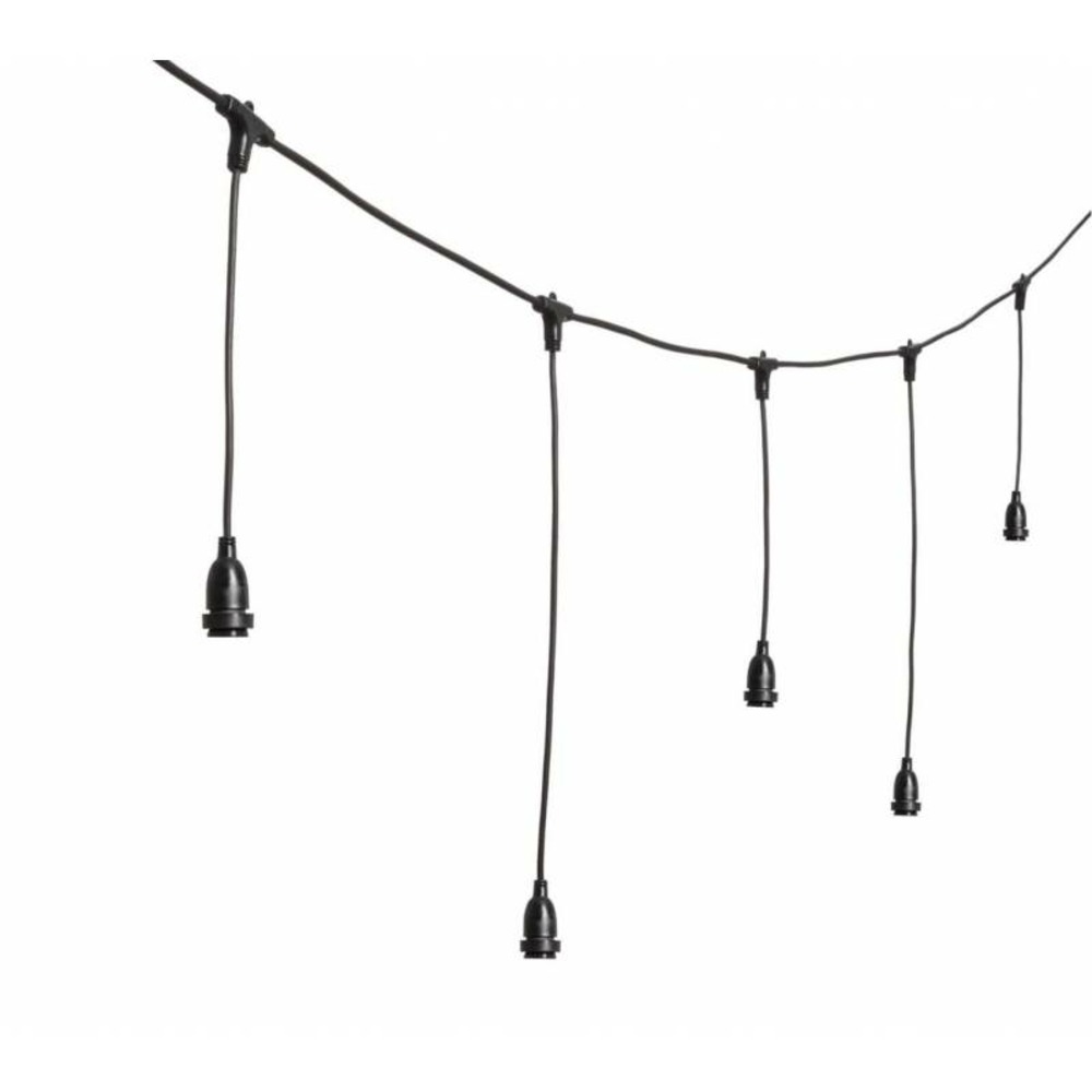 Guirlande guinguette à stalactites suspendus 5m hauteur 70cm 8 douilles e27 cable noir luxa 230v ip44 lotti
