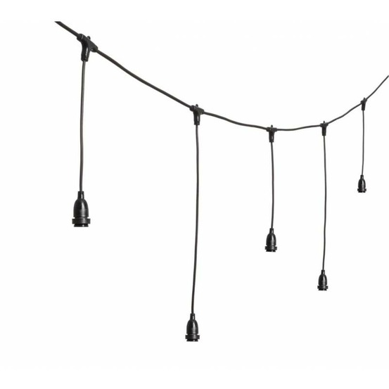 Guirlande guinguette à stalactites suspendus 5m hauteur 70cm 8 douilles e27 cable noir luxa 230v ip44 lotti