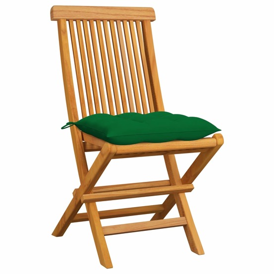 Chaises de jardin et coussins vert lot de 6 bois de teck massif