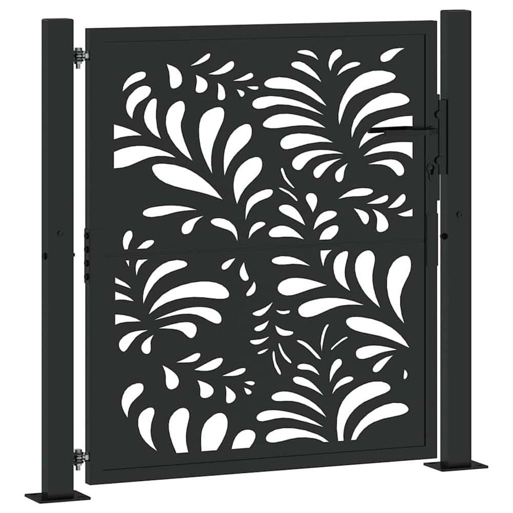 Portail de jardin noir 100x100 cm acier conception de vagues