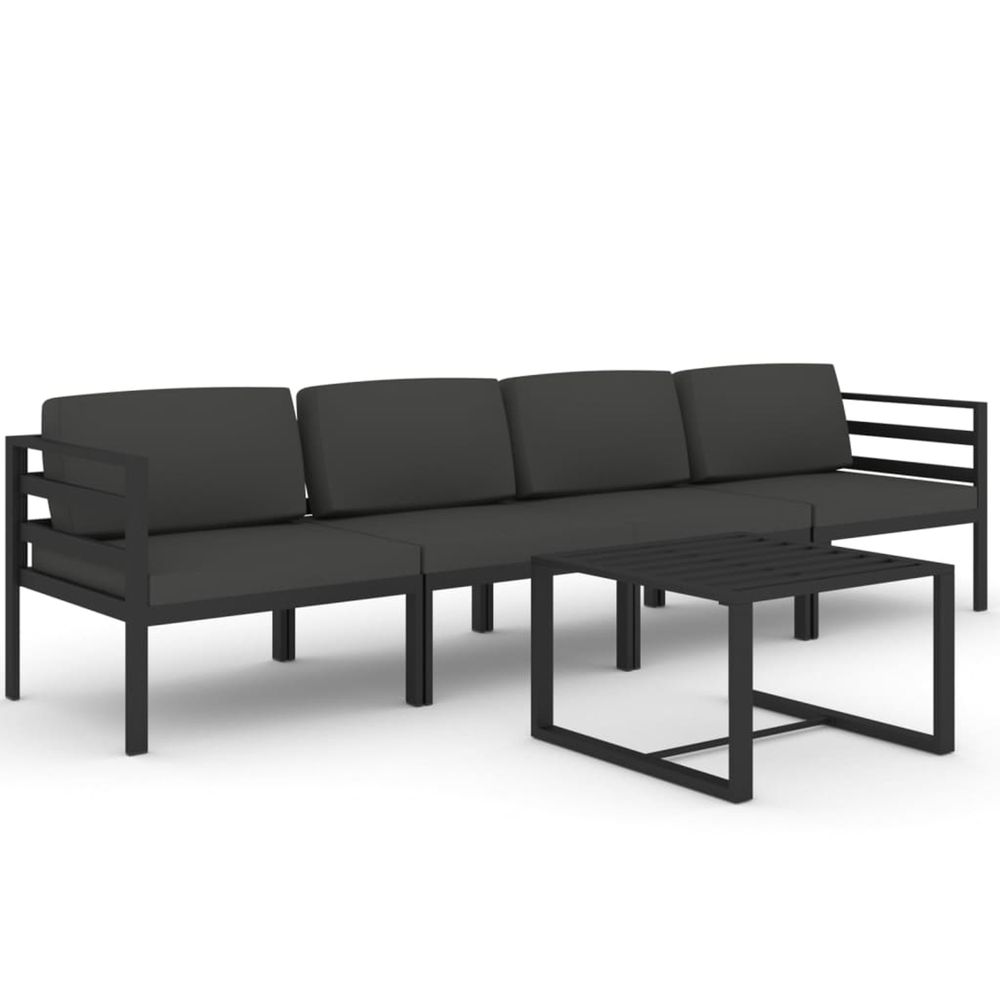 Salon de jardin 5 pcs avec coussins aluminium anthracite