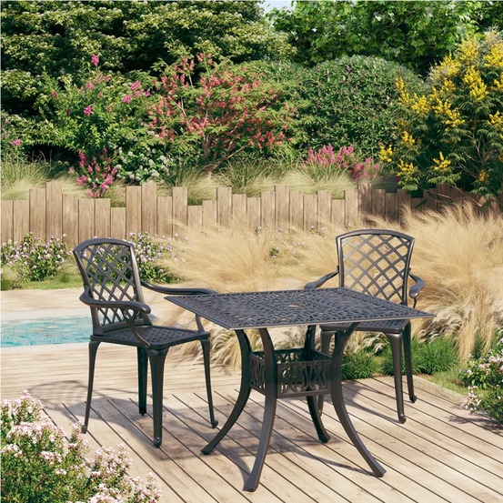 Ensemble de bistro 3 pcs aluminium coulé noir
