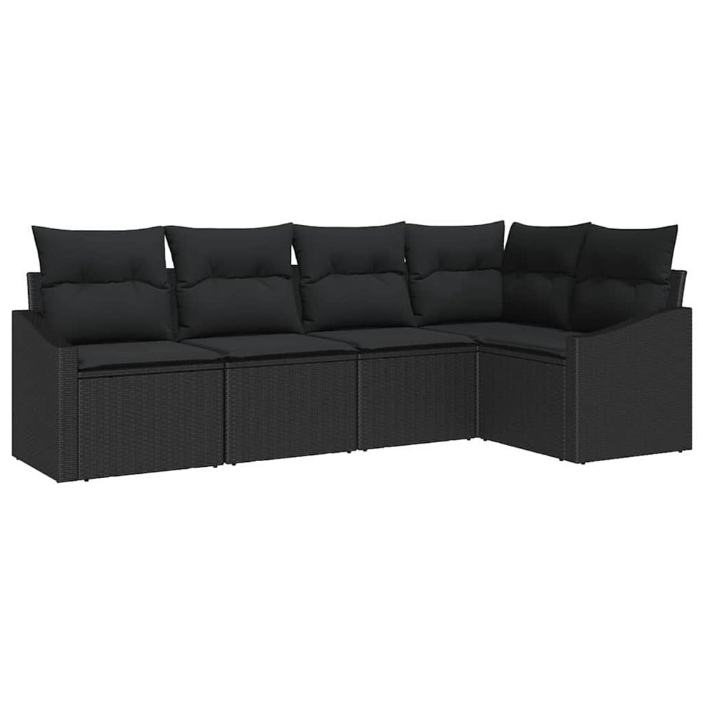 Ensemble de canapé de jardin 5 pc noir polyrotin