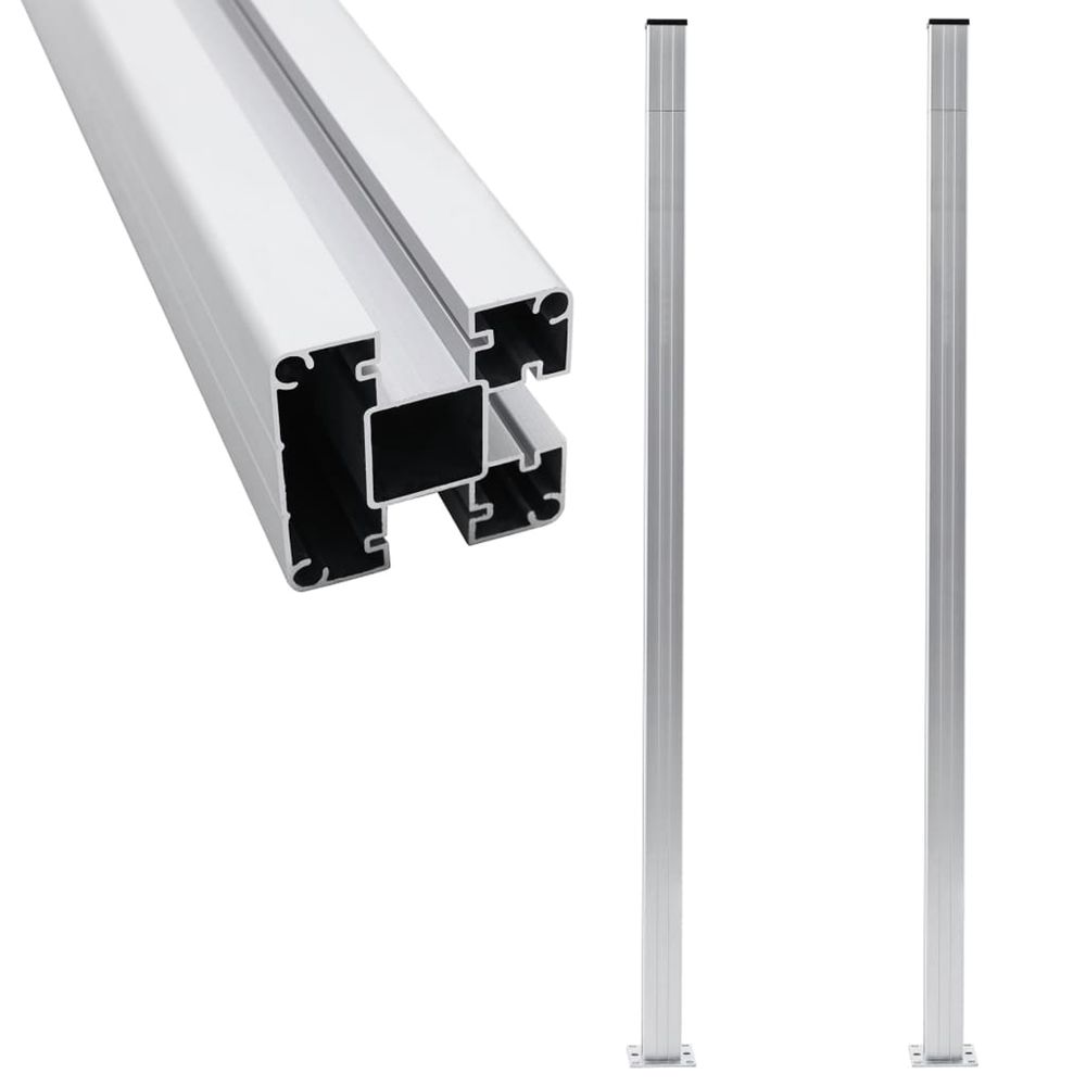 Poteaux de clôture 2 pcs aluminium 185 cm