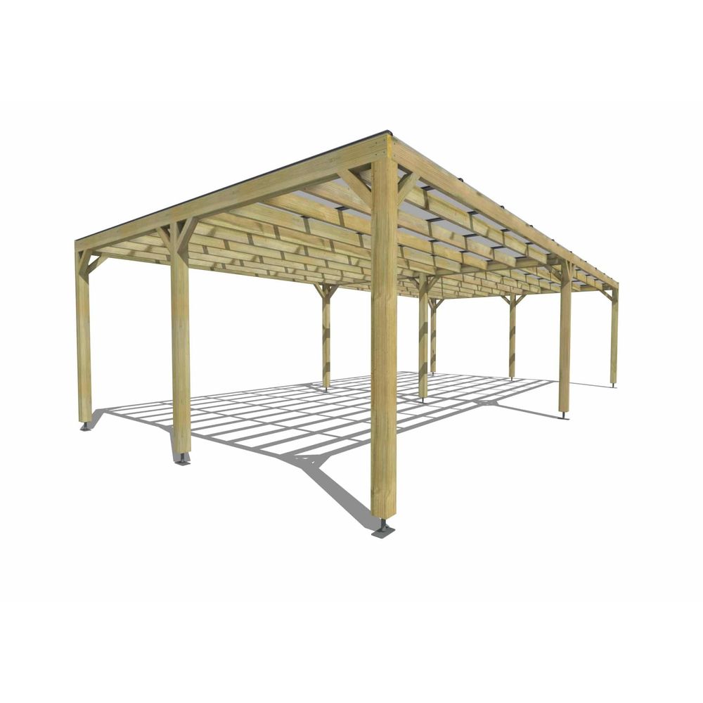 Pergola bois • 10m x 5m • indépendante • sens largeur • couverture étanche transparente incluse • livraison comprise