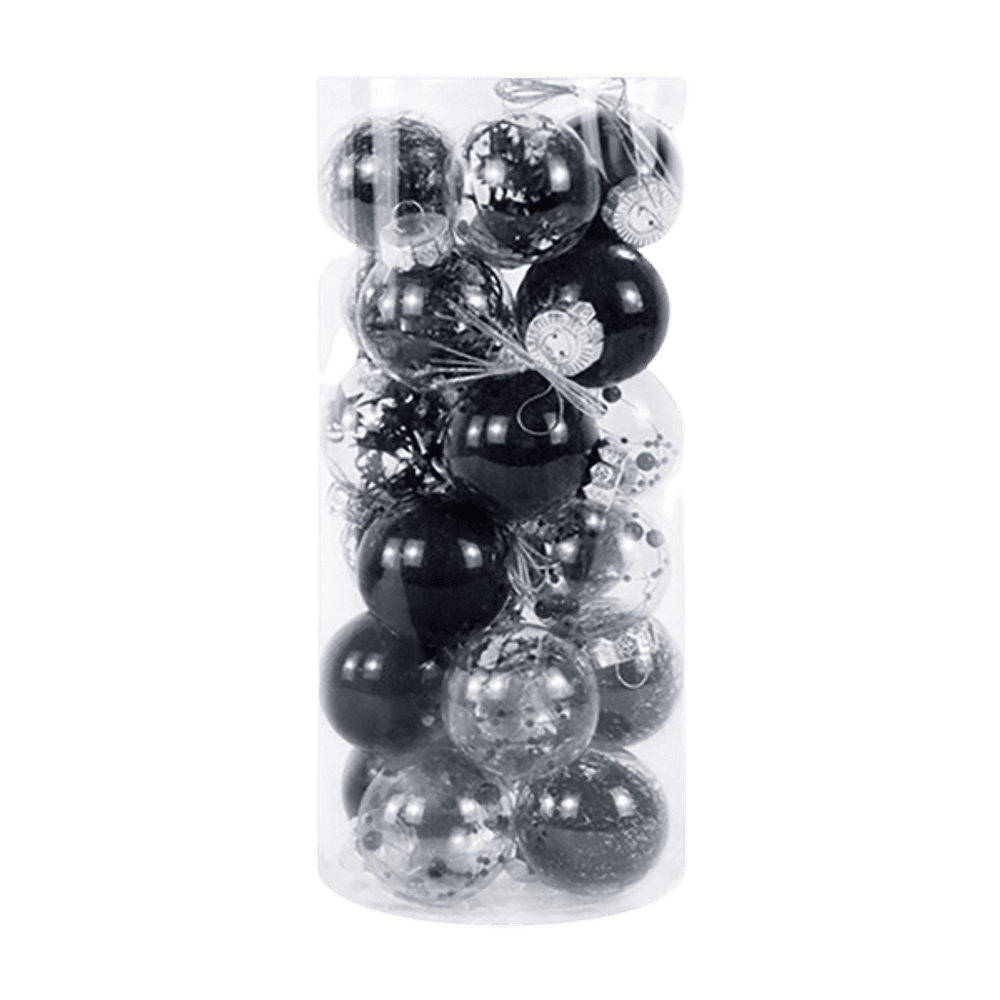Lot de 24 boules de noël création - noir