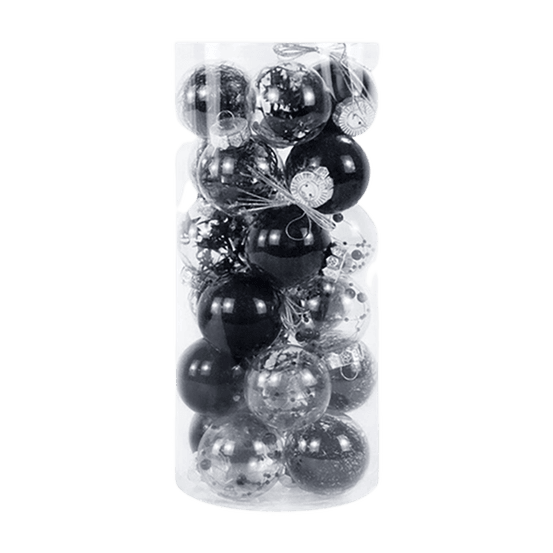Lot de 24 boules de noël création - noir