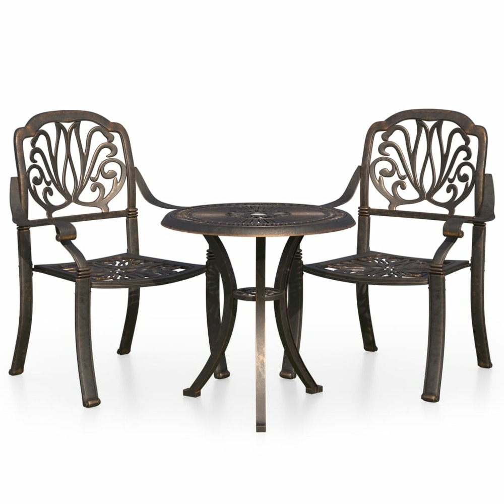 Ensemble de bistro jardin meuble extérieur terrasse 3 pièces aluminium coulé bronze