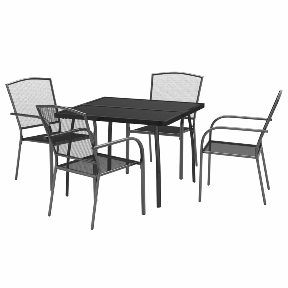 Ensemble de salle à manger de jardin meuble extérieur 5 pièces anthracite acier
