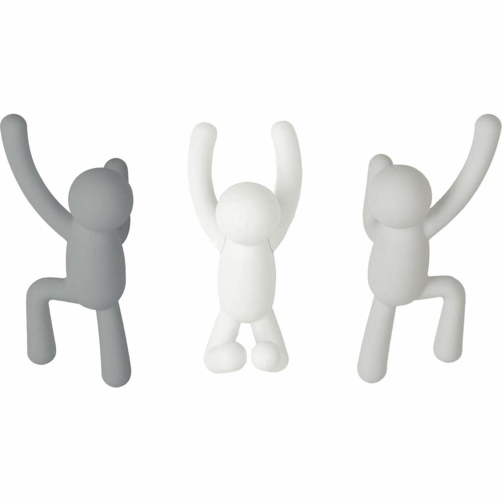 Patère bonhomme buddy (lot de 3) gris - blanc