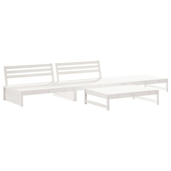 Salon de jardin 4 pcs blanc bois de pin massif