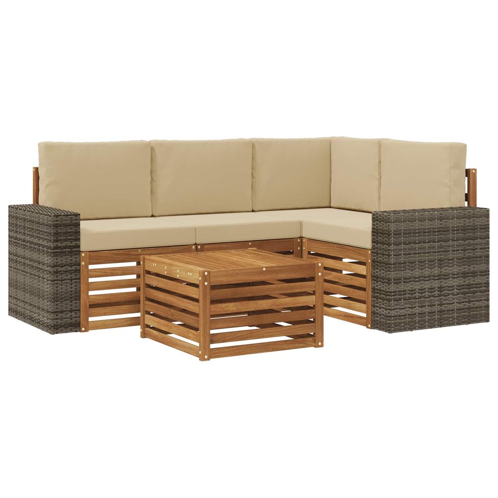Ensemble de canapés d'extérieur 5 pc naturel et beige polyester