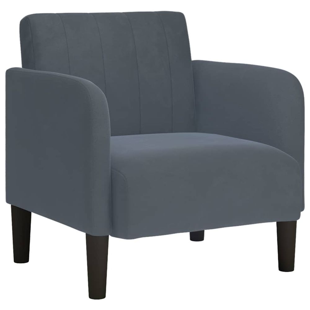 Fauteuil avec accoudoirs gris foncé 54 cm velours