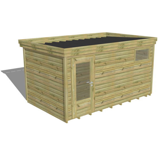 Abri de jardin bois pin traité autoclave 27mm - 4,34x2,64m / 11m2 - bac acier - plancher bois