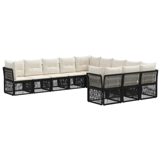Ensemble de canapé de jardin 11 pcs noir polyrotin
