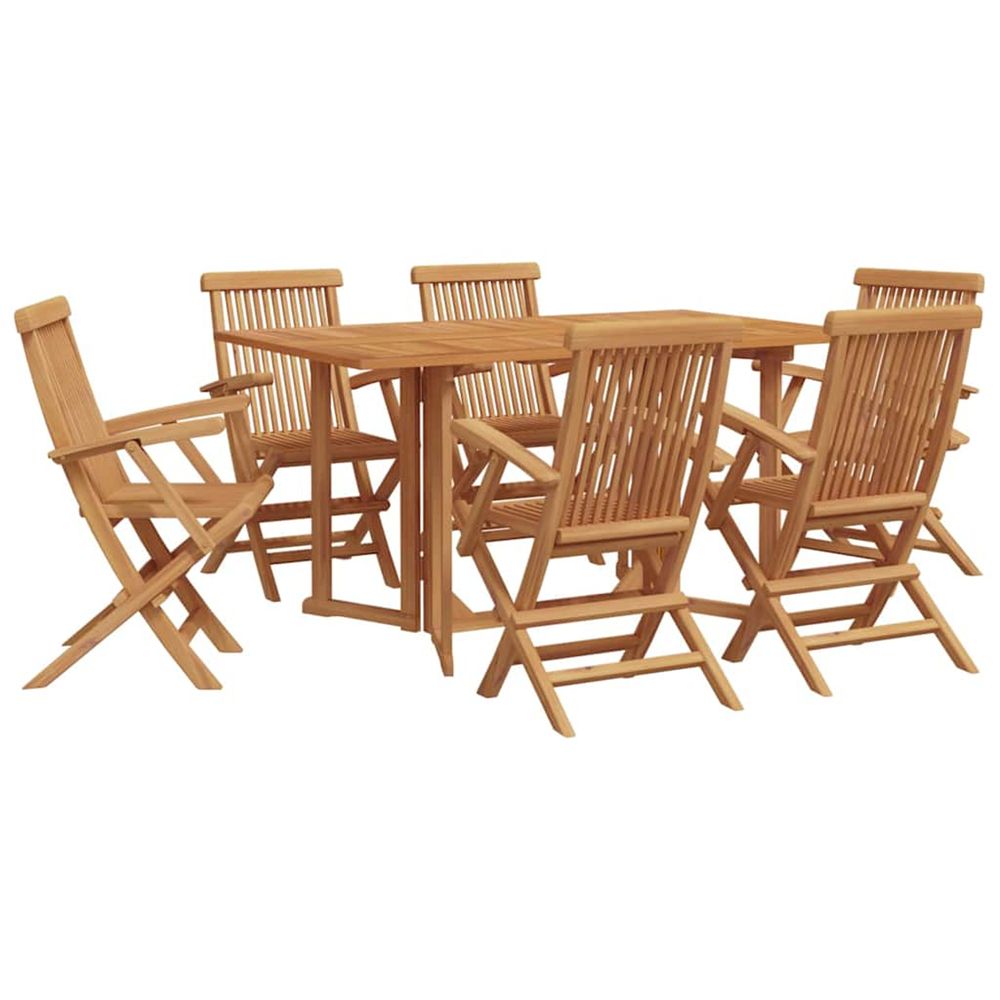 Ensemble de salle à manger pour jardin 7 pc marron