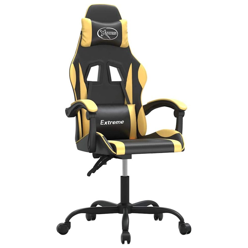 Chaise de jeu pivotante noir et doré similicuir