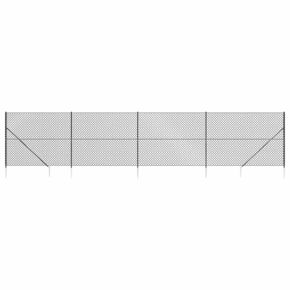 Clôture à mailles losangées avec ancrage anthracite 1,6x10 m