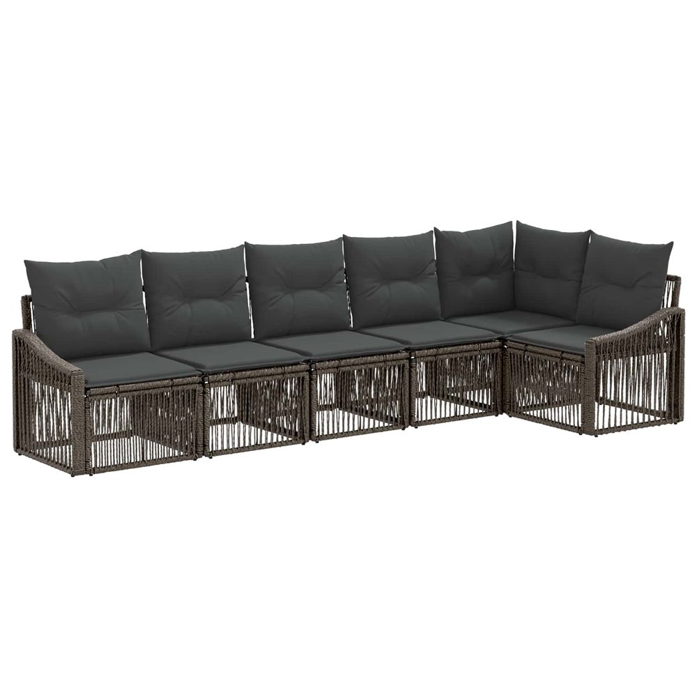 Ensemble de canapé de jardin 6 pc gris polyrotin