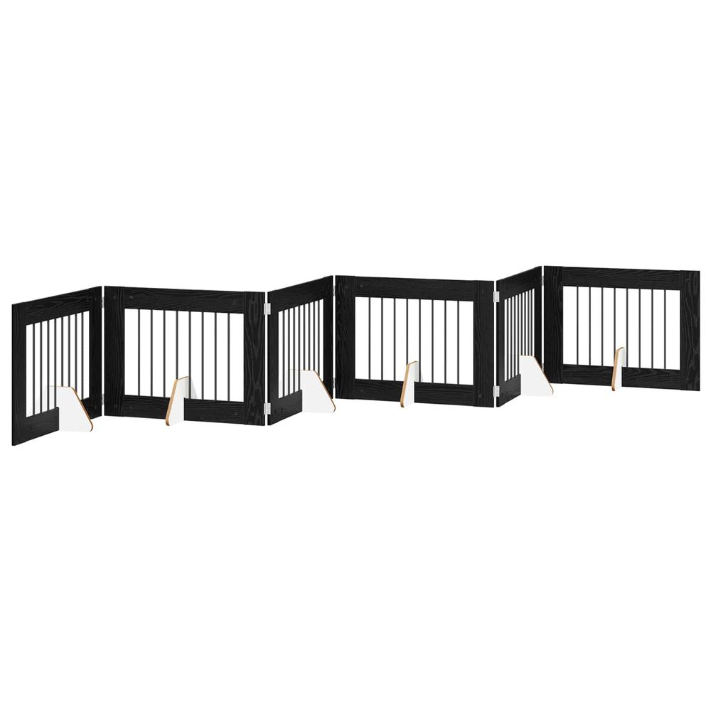 Porte de chien pliable avec supports 6 pc chêne noir 482 cm