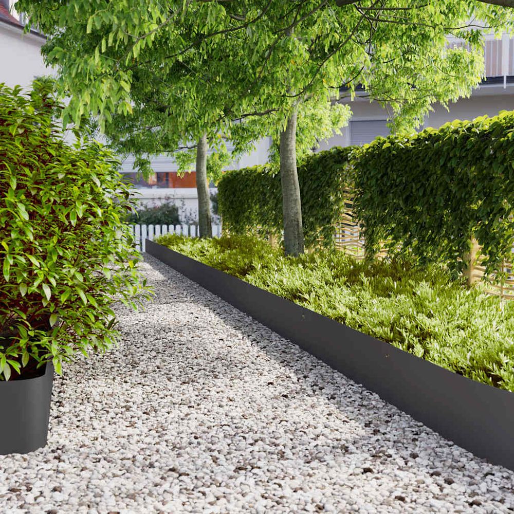 Bordure de jardin acier laminé séparation aménagement 103x25cm noir