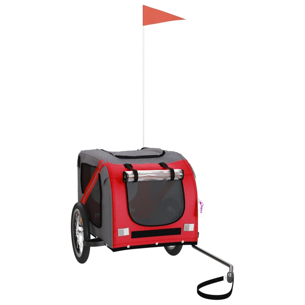 Remorque de vélo pour animaux de compagnie rouge et gris