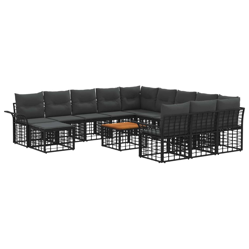 Ensemble de canapé de jardin 13 pcs noir et gris foncé