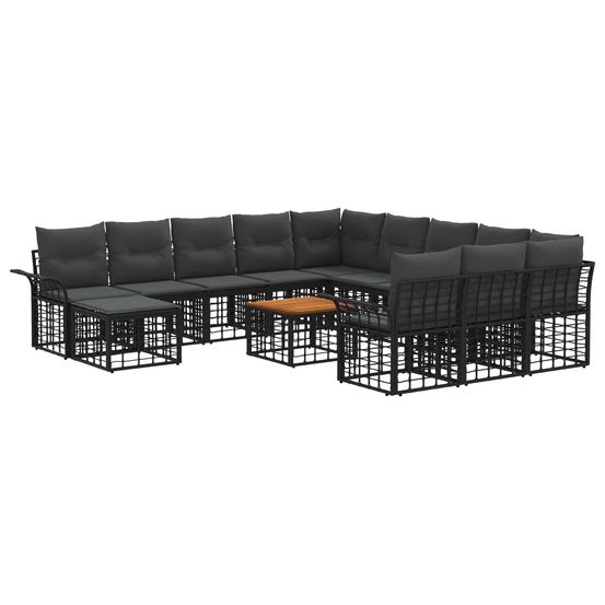 Ensemble de canapé de jardin 13 pcs noir et gris foncé