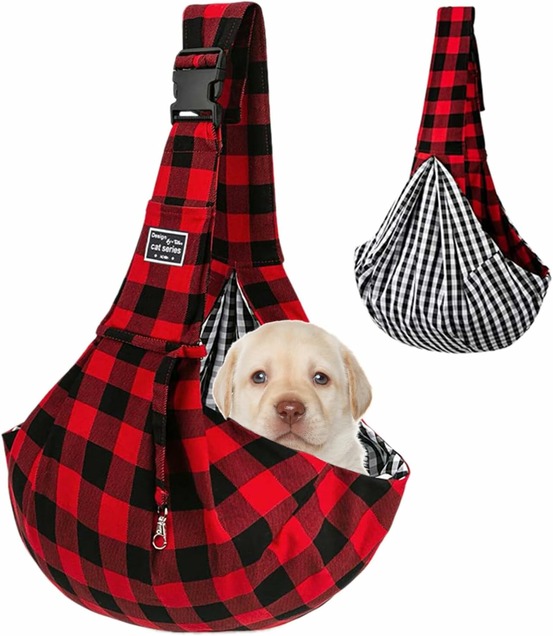 Sac de transport bandoulière réglable pour petits animaux rouge