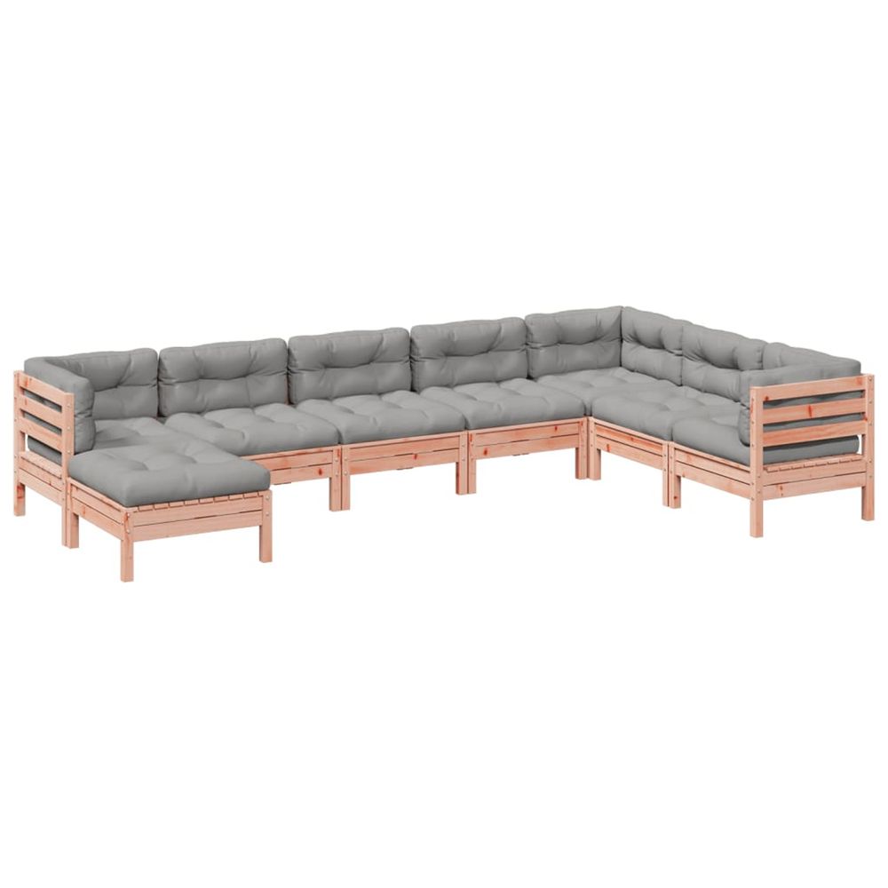 Salon de jardin 8 pcs avec coussins sapin douglas solide